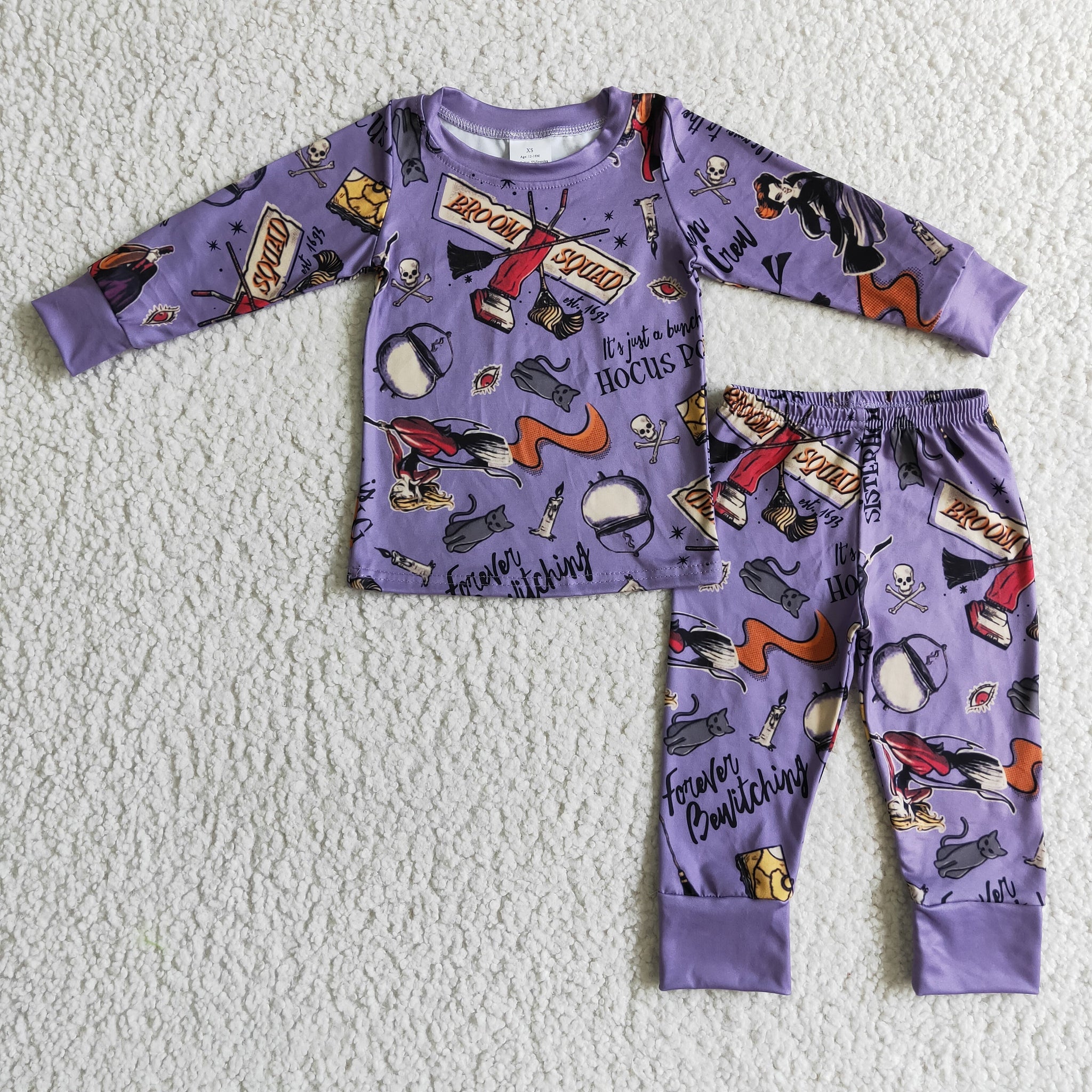 BLP0035 kids clothes girls sleepwear purple halloween pajamas set-promotion 2024.9.28 $5.5