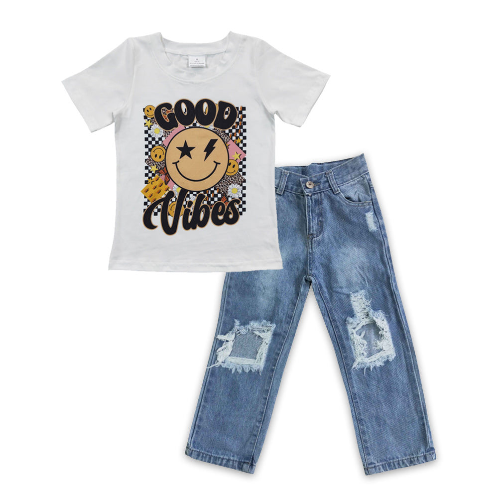 BSPO0109 toddler clothes good vibes boutique clothing set