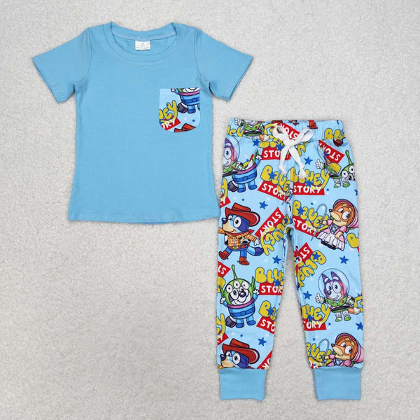 BSPO0375 RTS 3-6M to 7-8T baby boy clothes cartoon dog boy fall spring outfit