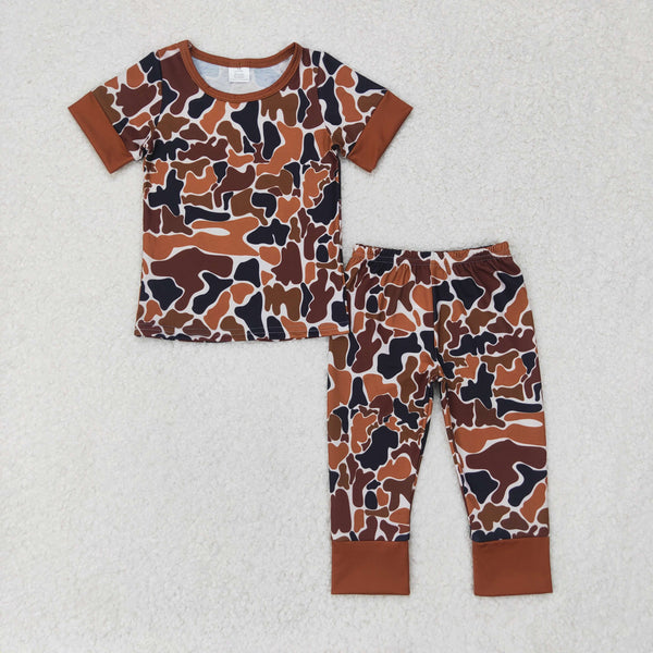 BSPO0439 RTS 3-6M to 7-8T toddler boy clothes camouflage boy  pajamas outfit Bamboo