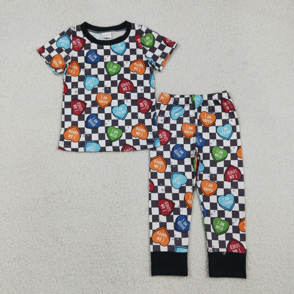 BSPO0490 RTS toddler boy clothes boy valentines day clothing set sleep wear