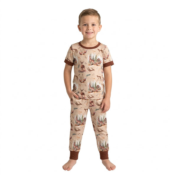 RTS BSPO0494 baby girl clothes wildlife scene print short sleeve pant outfit