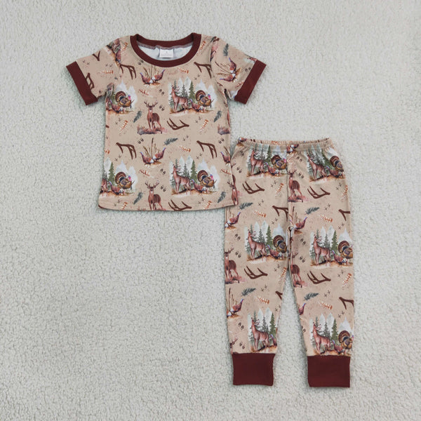 RTS BSPO0494 baby girl clothes wildlife scene print short sleeve pant outfit
