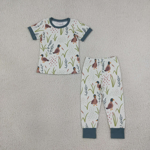 RTS BSPO0519 baby boy clothes duck print short sleeve top pant outfit