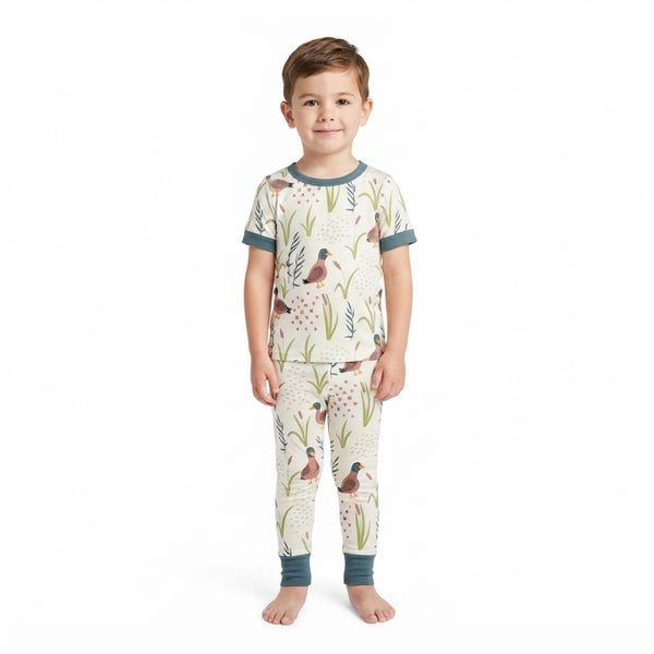 RTS BSPO0519 baby boy clothes duck print short sleeve top pant outfit