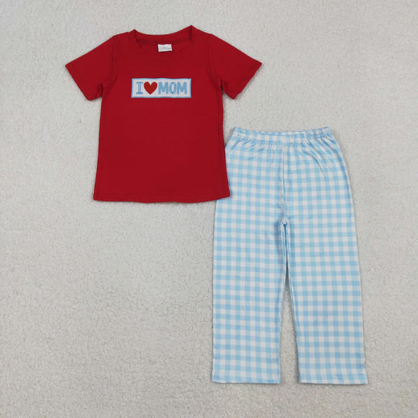 RTS kids matching clothing embroidery  I love my parents print clothing baby spring clothing-2025.11.15
