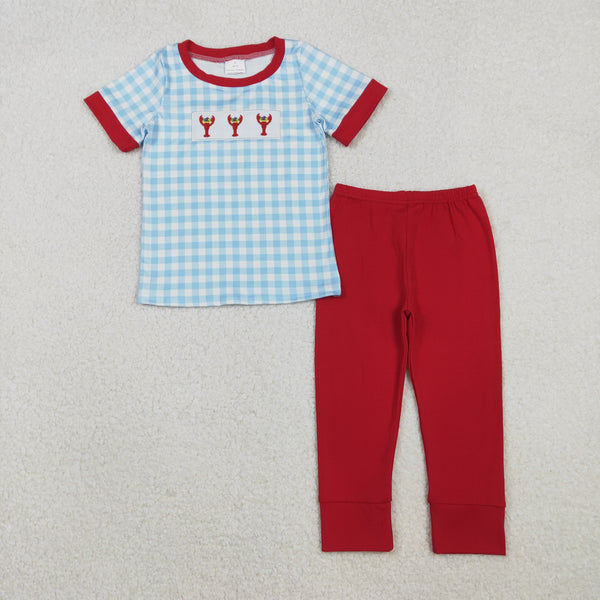 RTS kids matching clothing embroidery crayfish print clothing kids mardi gras clothing-2025.11.11