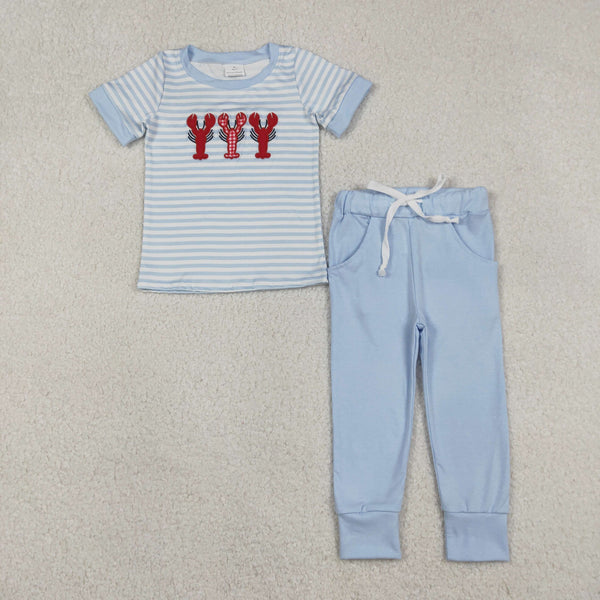 RTS kids matching clothing embroidery crayfish print clothing boy spring clothing-2025.12.17