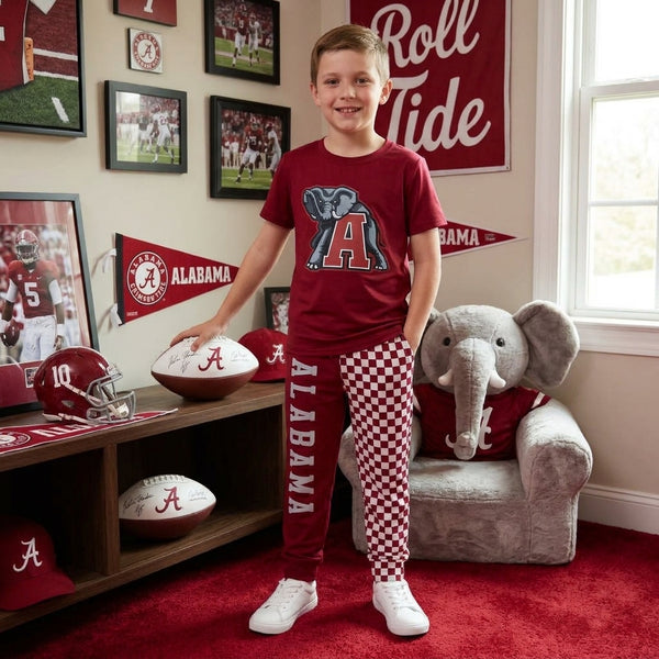 RTS BSPO0697 toddler boy clothes Alabama elephant vinyl print short sleeve outfit