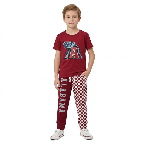 RTS BSPO0697 toddler boy clothes Alabama elephant vinyl print short sleeve outfit