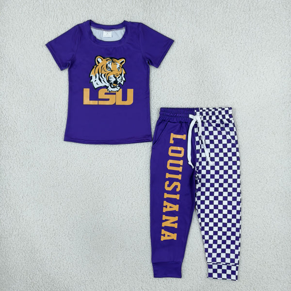 RTS Matching clothing Cotton team logo checkered pants kids game day clothes-2026.10.30