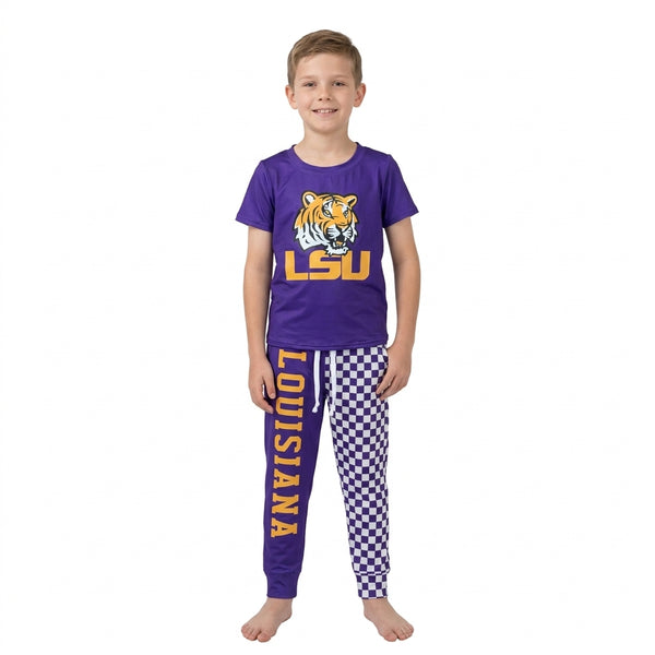 RTS BSPO0698 toddler boy clothes tiger vinyl print short sleeve outfit