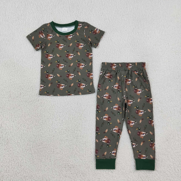 RTS BSPO0702 baby boy clothes hunting animal print short sleeve top pant outfit