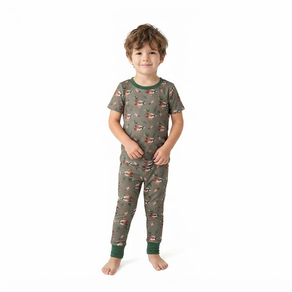 RTS BSPO0702 baby boy clothes hunting animal print short sleeve top pant outfit