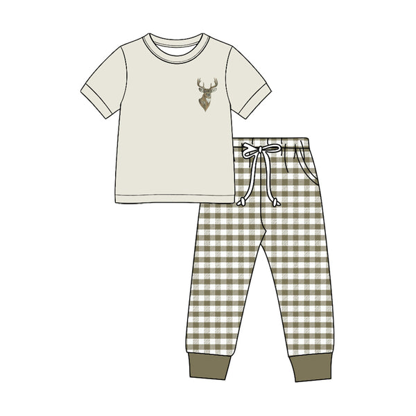 Preorder MOQ 5 pcs Each Style Hunting Deer Plaid Kids Matching Clothes-2026.8.27