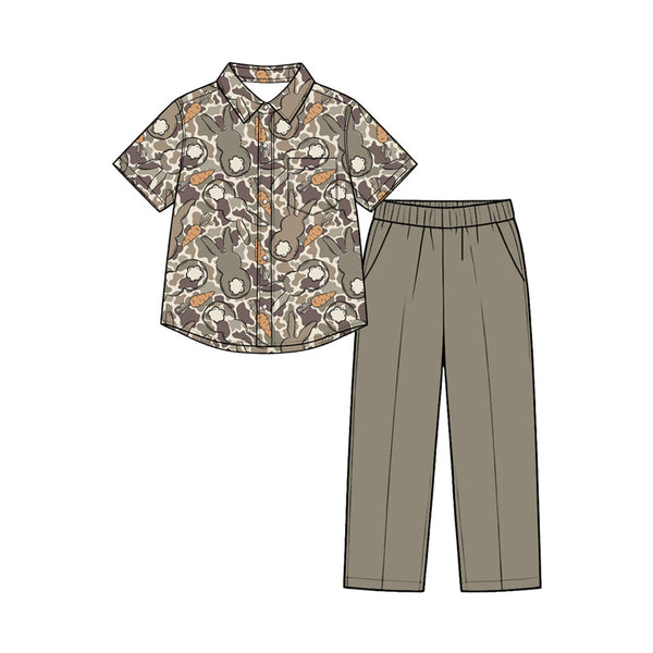 MOQ:5 pcs pre-order Each Style Easter Bunny Hunting Camo Kids Matching Clothes-2026.8.28