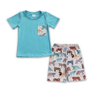 BSSO0119 baby boy clothes pocket tiger shorts set summer outfits-promotion 2024.6.29 $5.5