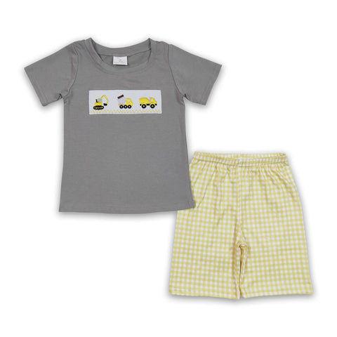 BSSO0124 baby boy clothes embroidery shorts set summer outfits