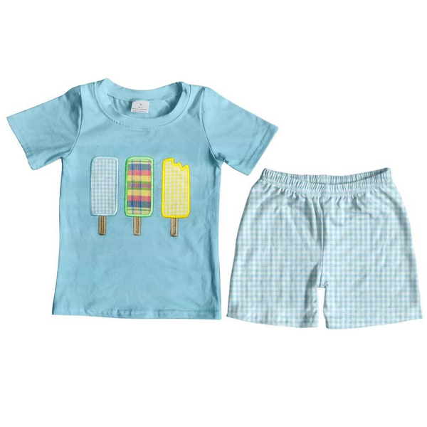 BSSO0129 baby boy clothes  summer outfits embroidery shorts set