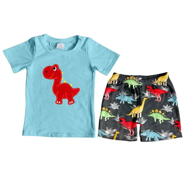 BSSO0184 baby boy clothes dinosaur embroidery summer outfits