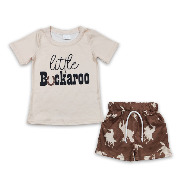 BSSO0229 baby boy clothes little buckaronn boy summer shorts set