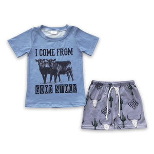 BSSO0240 baby boy clothes cow summer outfits