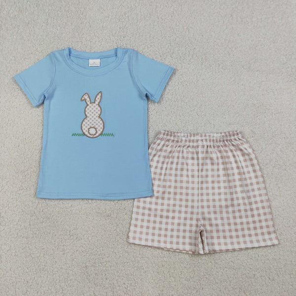 BSSO0305 RTS boy clothes rabbit embroidery easter clothes toddler boy summer outfit