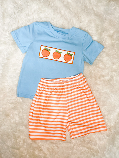 BSSO0417 pre-order baby boy clothes peach summer outfits¡ꡧembroidery¡ê?