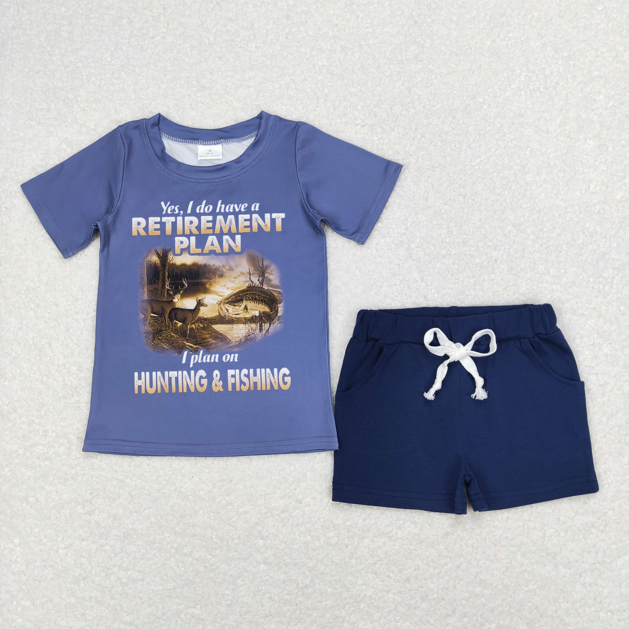 BSSO0478 baby boy clothes boy hunting fishing blue summer outfits