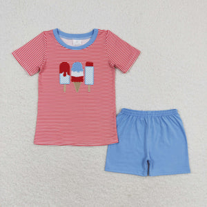 BSSO0576 RTS baby boy clothes ice cream 4th of July patriotic boy summer outfit