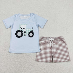 BSSO0610 RTS baby boy clothes farm clothes truck toddler boy summer outfit ¡ꡧprint¡ê?