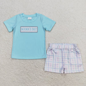 BSSO0624 RTS baby boy clothes embroidery mama?¡¥s boy toddler boy mother's day summer outfit