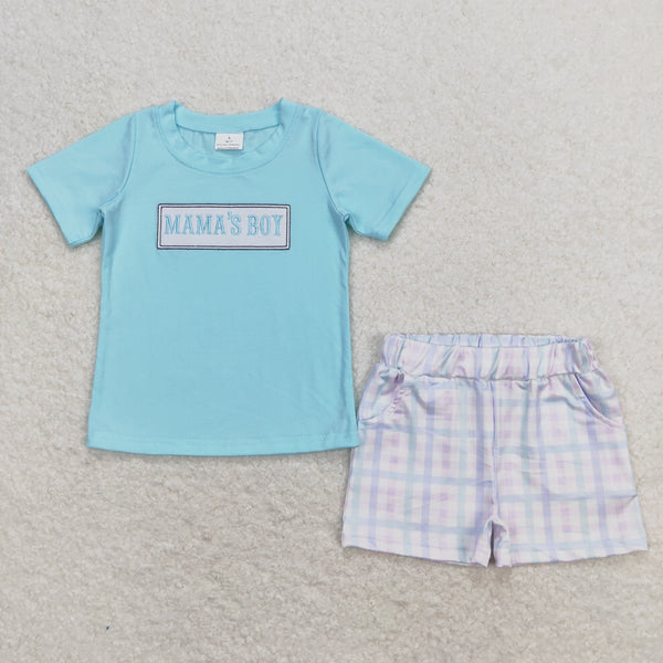 BSSO0624 RTS baby boy clothes embroidery mama?¡¥s boy toddler boy mother's day summer outfit