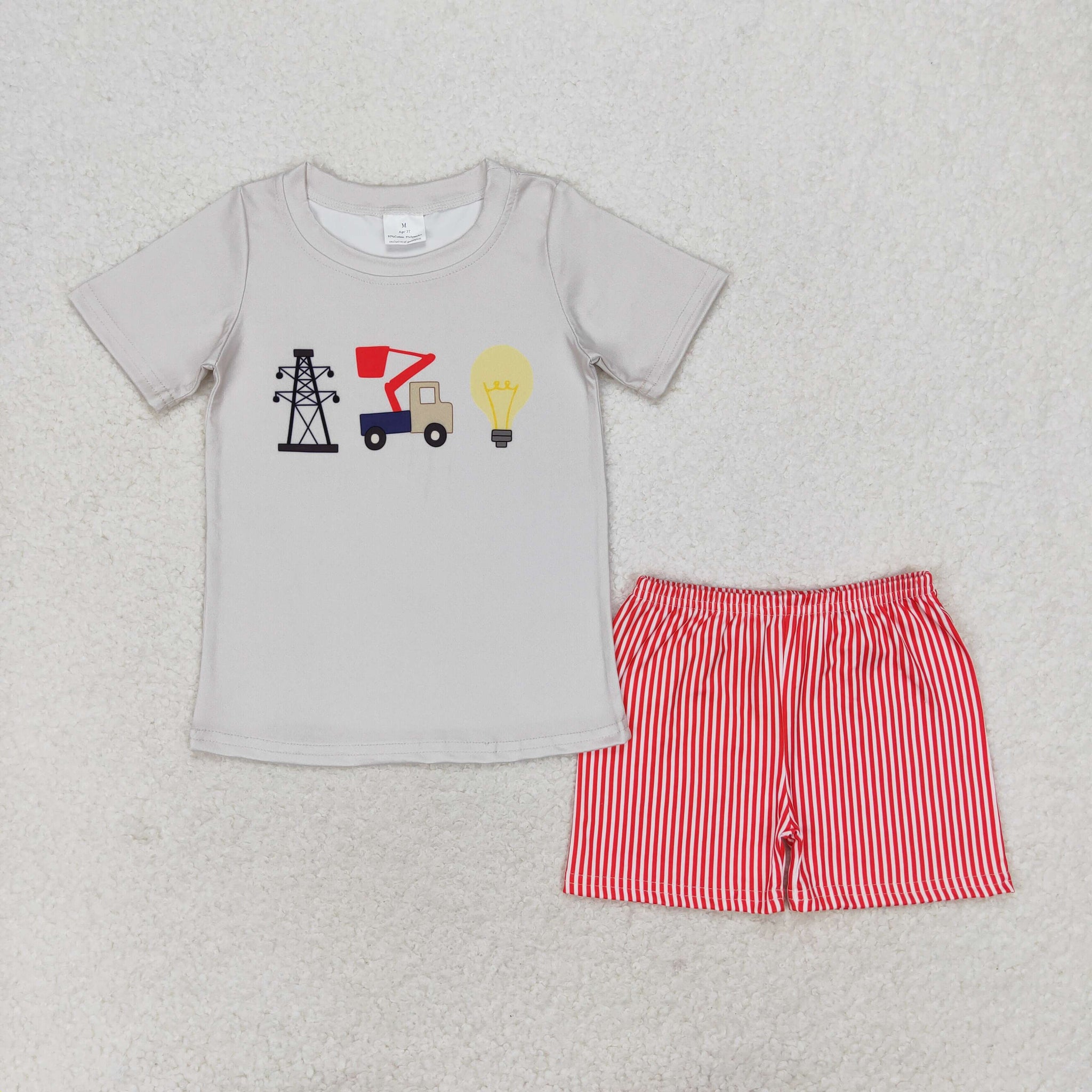 BSSO0632 RTS baby boy clothes lineman toddler boy summer outfit (Print)