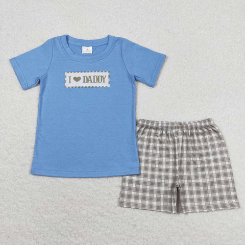 BSSO0640 RTS baby boy clothes I love daddy  toddler boy summer outfit father's day clothes¡ꡧembroidery¡ê?