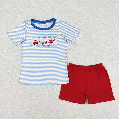 BSSO0649 RTS baby boy clothes airplane toddler boy summer outfits ¡ꡧembroidery¡ê?