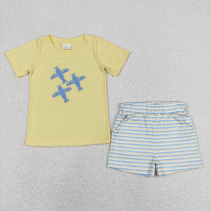 BSSO0696 RTS baby boy clothes plane toddler boy summer outfits