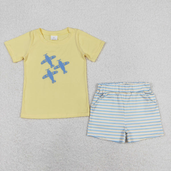 BSSO0696 RTS baby boy clothes plane toddler boy summer outfits