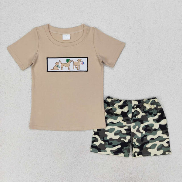 RTS toddler clothes matching clothing embroidery camo print set boys summer clothing-2026.2.28
