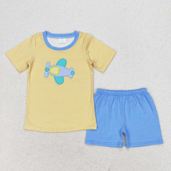 BSSO0724 RTS baby boy clothes embroidery boy summer shorts set toddler summer outfit