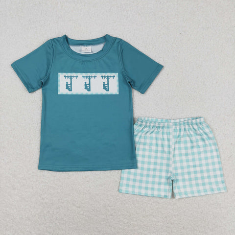 BSSO0738 RTS baby boy clothes lineman toddler boy summer outfits