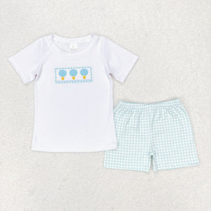 BSSO0784 RTS baby boy clothes embroidery hot air balloon toddler boy summer outfits SizeM to 7-8T 1