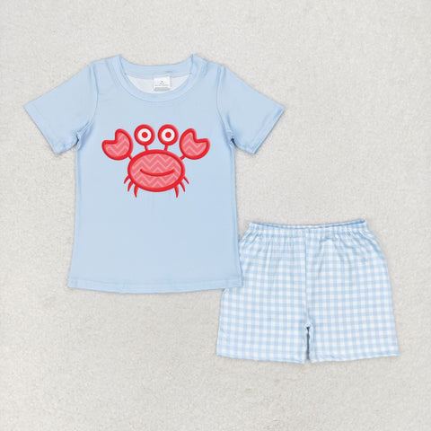 BSSO0808 RTS baby boy clothes crab toddler boy summer outfits 3-6M to 7-8T