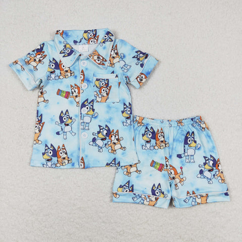 BSSO0817 RTS baby boy clothes cartoon dog toddler boy summer outfits 3-6M to 7-8T