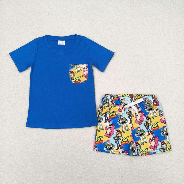 BSSO0833 RTS baby boy clothes cartoon toy toddler boy summer outfits 3-6M to 7-8T