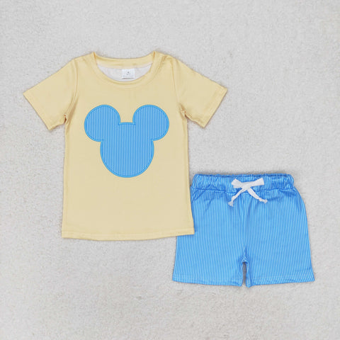 BSSO0875 RTS 3-6M to 7-8T baby boy clothes cartoon mouse toddler boy summer outfits