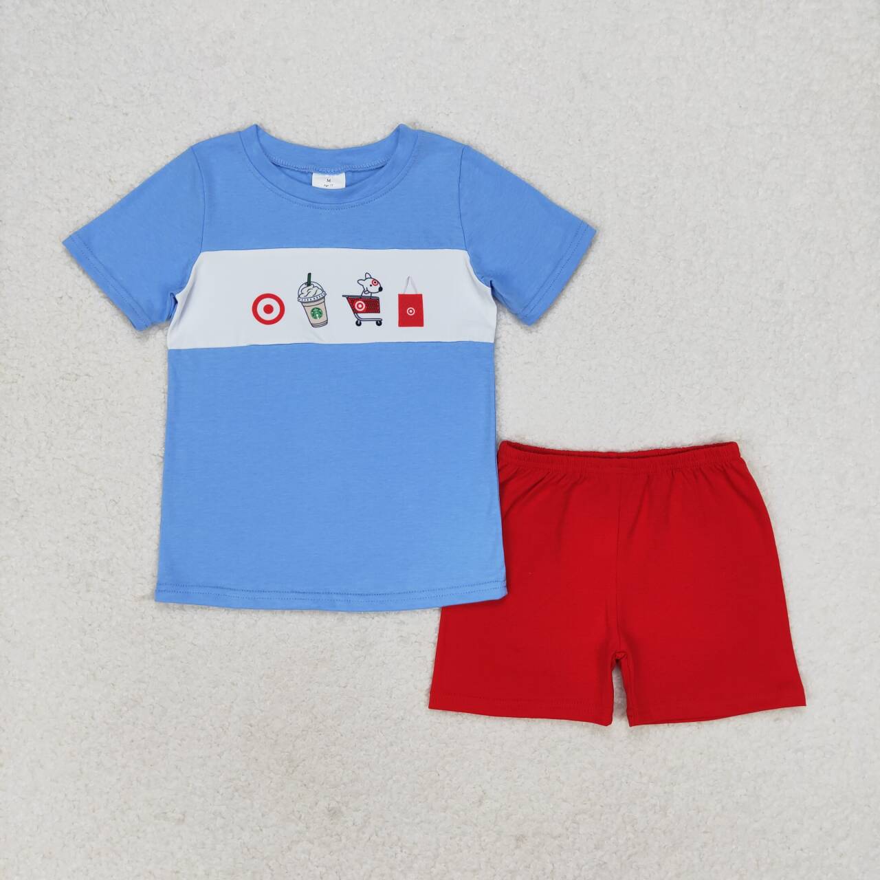 BSSO0894 RTS 3-6M to 7-8T baby boy clothes coffee dog toddler boy summer outfits