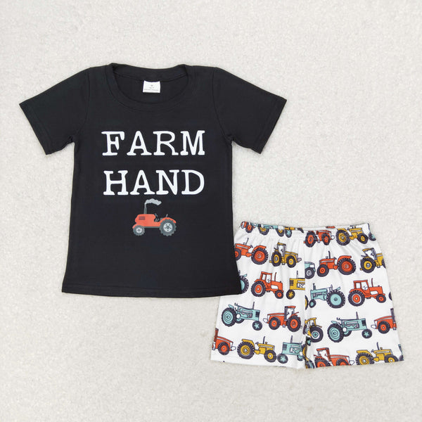 BSSO0942 RTS SizeM to 7-8T baby boy clothes farm hand toddler boy summer outfits vinyl