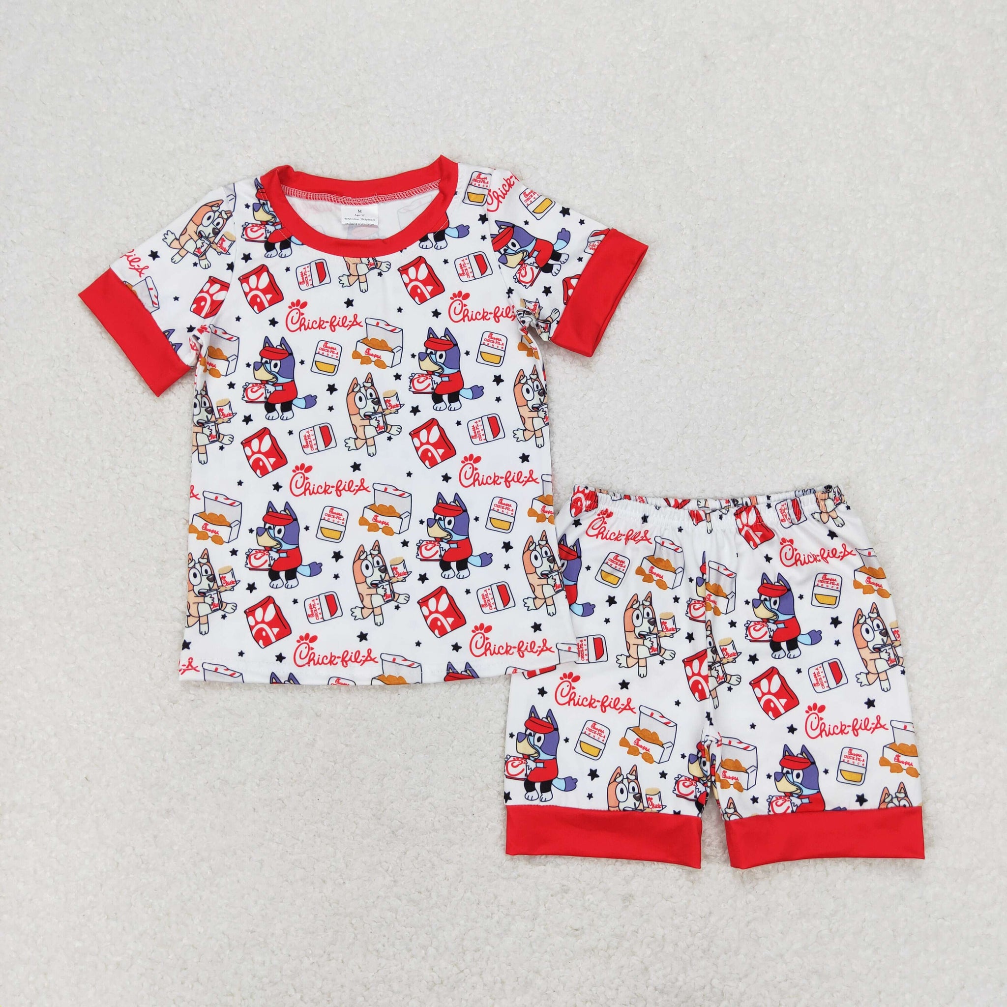 BSSO0948 RTS SizeM to 7-8T baby boy clothes cartoon dog toddler boy summer pajamas outfits (print)