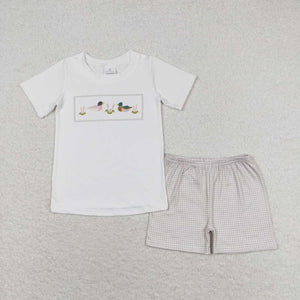 BSSO0960 RTS 3-6M to 7-8T baby boy clothes mallard toddler boy summer outfits